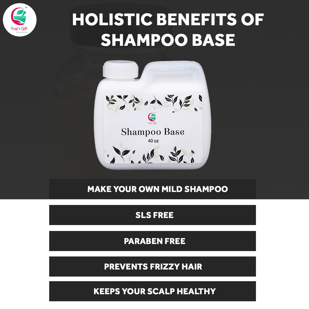 Shampoo Base 40 fl oz | Make Your Own Shampoo | SLS and Paraben Free | Pearly White | Similar to Soap Base | Yogi's Gift®