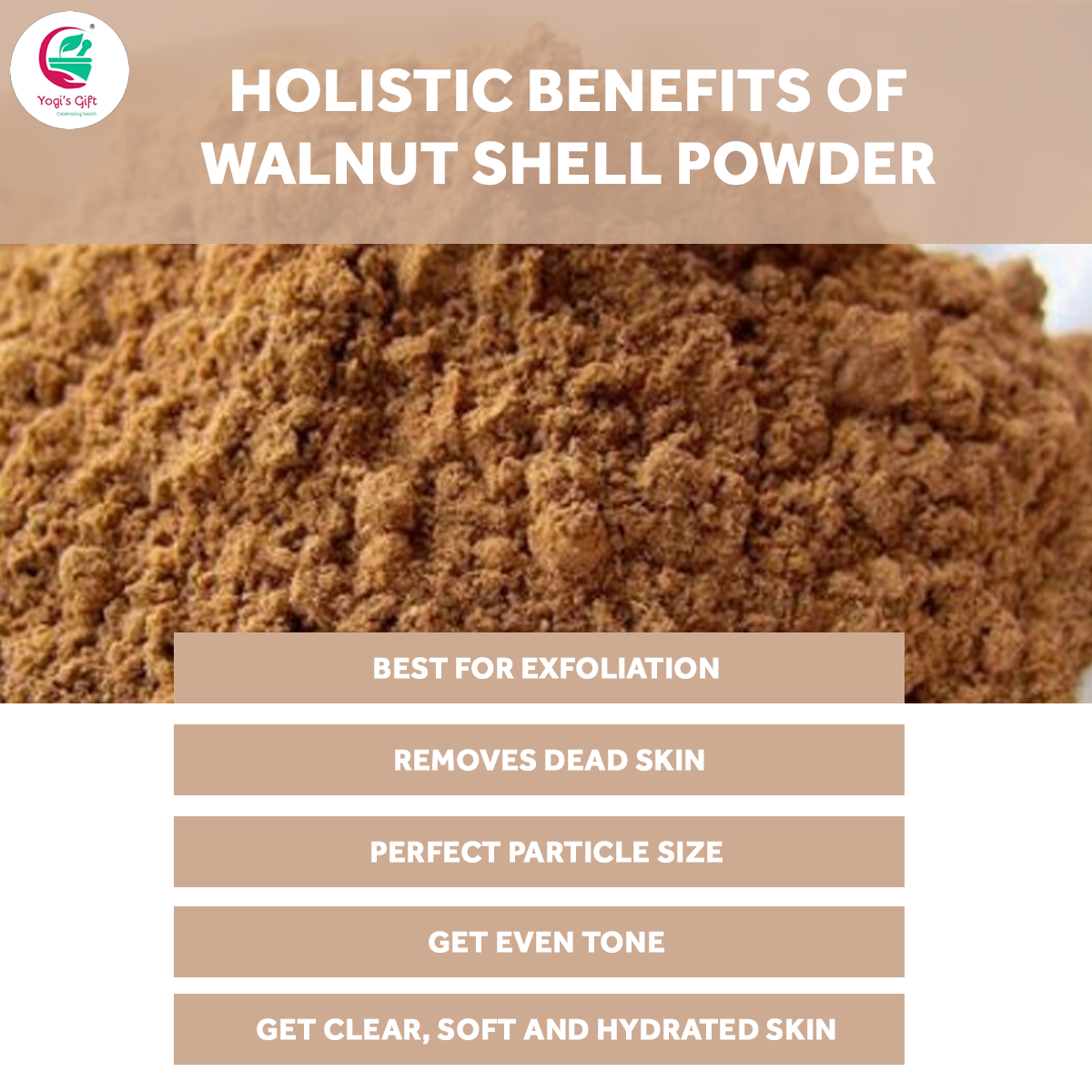 Ground Walnut Shells  8 oz / Walnut Shell Powder  | Great for Face Scrub | Natural Exfoliant for Soap Making | Yogi's Gift®
